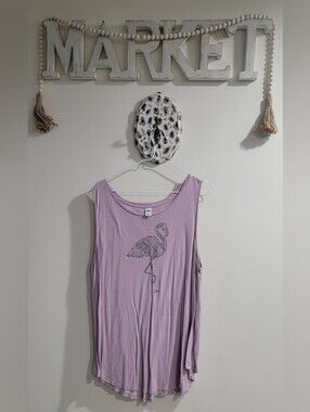 Old Navy Lavender Flamingo Graphic Women's Tank Top
